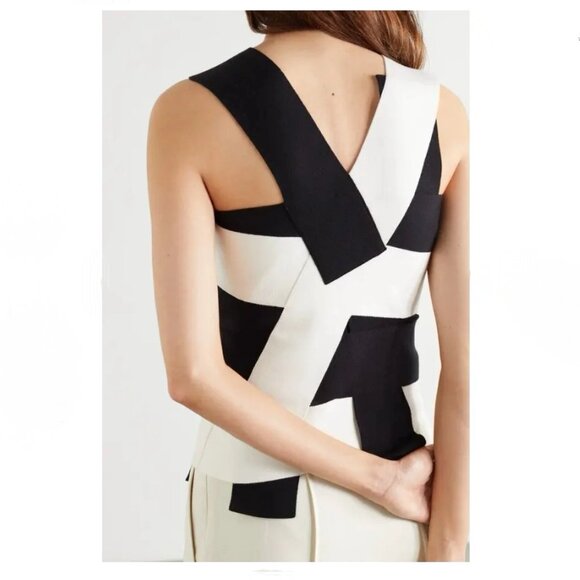 AKRIS Size 8 Layered Contrast Panel Asymmetric Tank Blouse Top - Picture 15 of 15